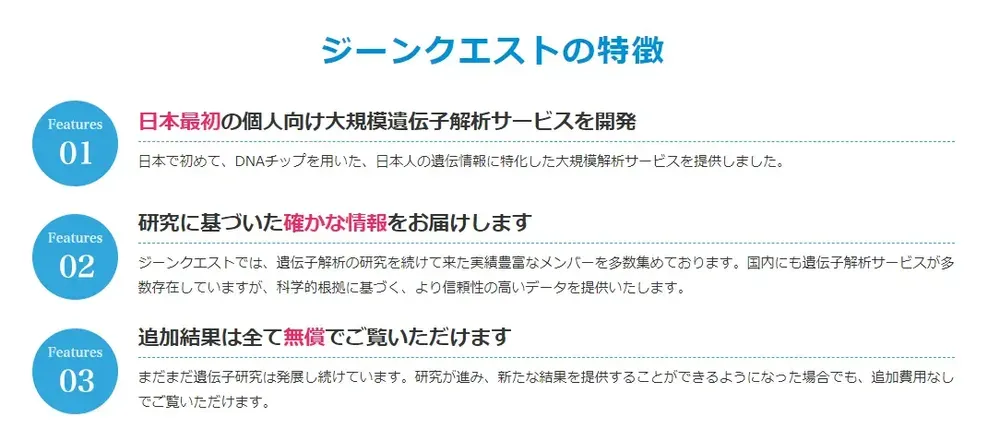 ジーンクエストの特徴